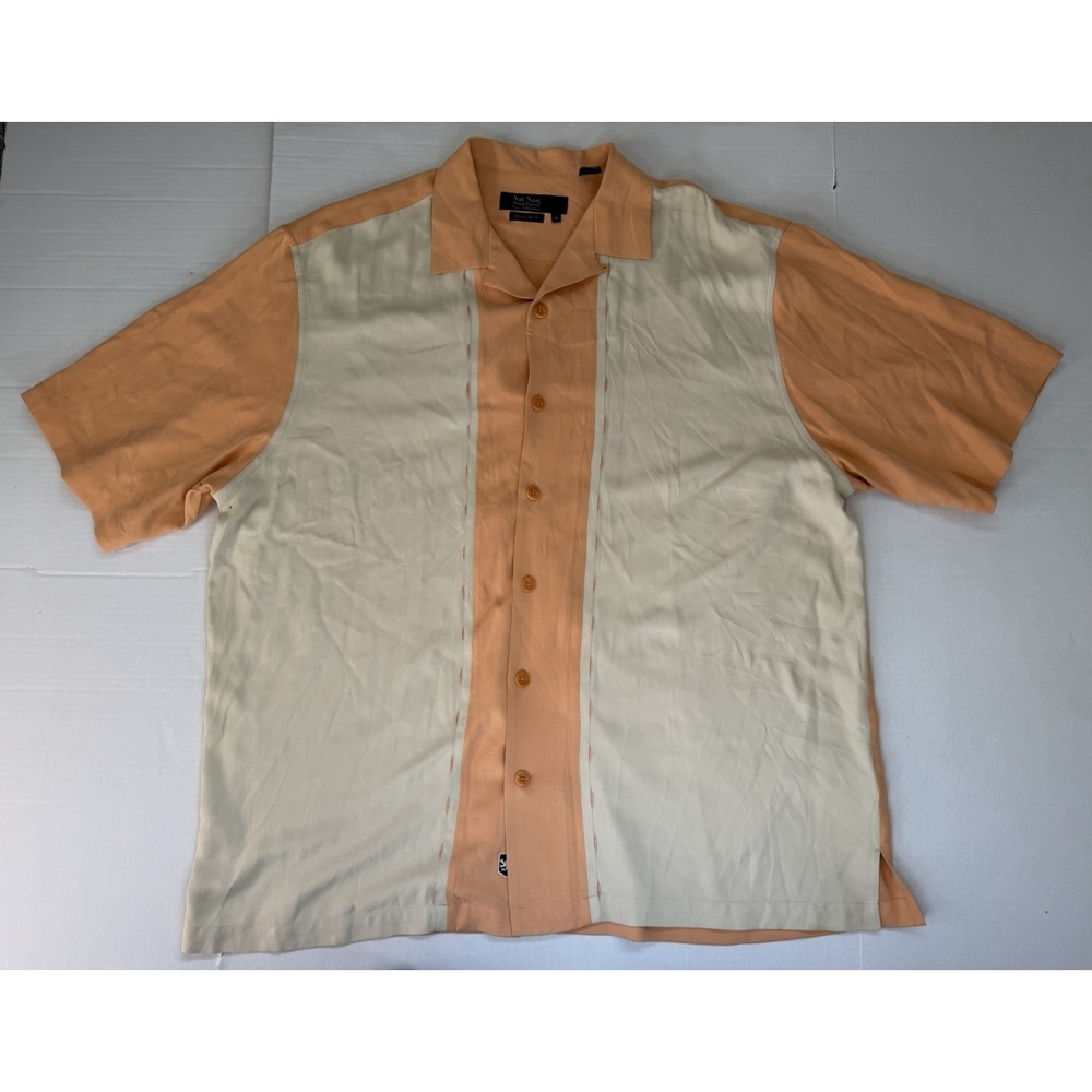 Nat Nast Silk Shirt Men's XL Bowling Style Short Sleeve Button Up